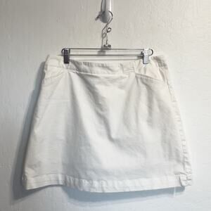 Nike Skort Skirt Womens 12 Golf Tennis Shorts Zip Mini White Embroidered Logo